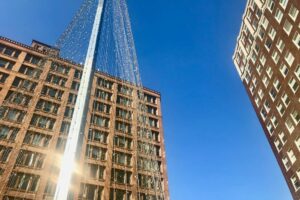 Liberty Pole in downtown Rochester up-close view