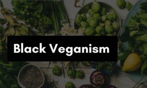 Image of vegetables overlaid with the class title: Black Veganism
