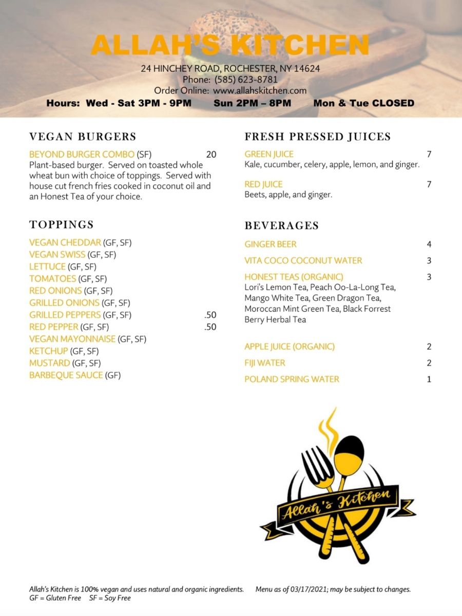 Allah's Kitchen & Catering Menu page 2
