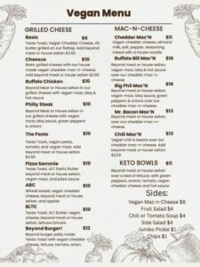 The Cheesy Chick Vegan Menu Page 1